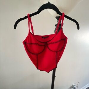 Red Crop Top with Black Accents